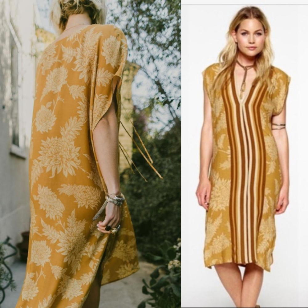 Novella royale fox caftan tunic dress gold dahlia